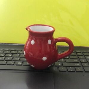 City to Cottage Coffee Creamer Red & White Dotted